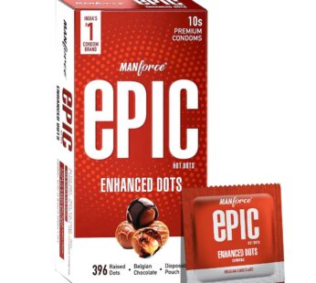 Manforce Epic Hot Enhanced Dots Premium Belgian Chocolate Flavour Condoms Pack Of 10