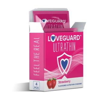 Loveguard Strawberry Ultrathin Flavoured Dotted Condoms 4pcs